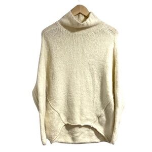 Anthropologie sweater wool blend cream mock neck‎ soft warm xxs oversized